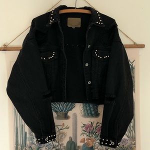 Distressed Denim jacket w/ studs